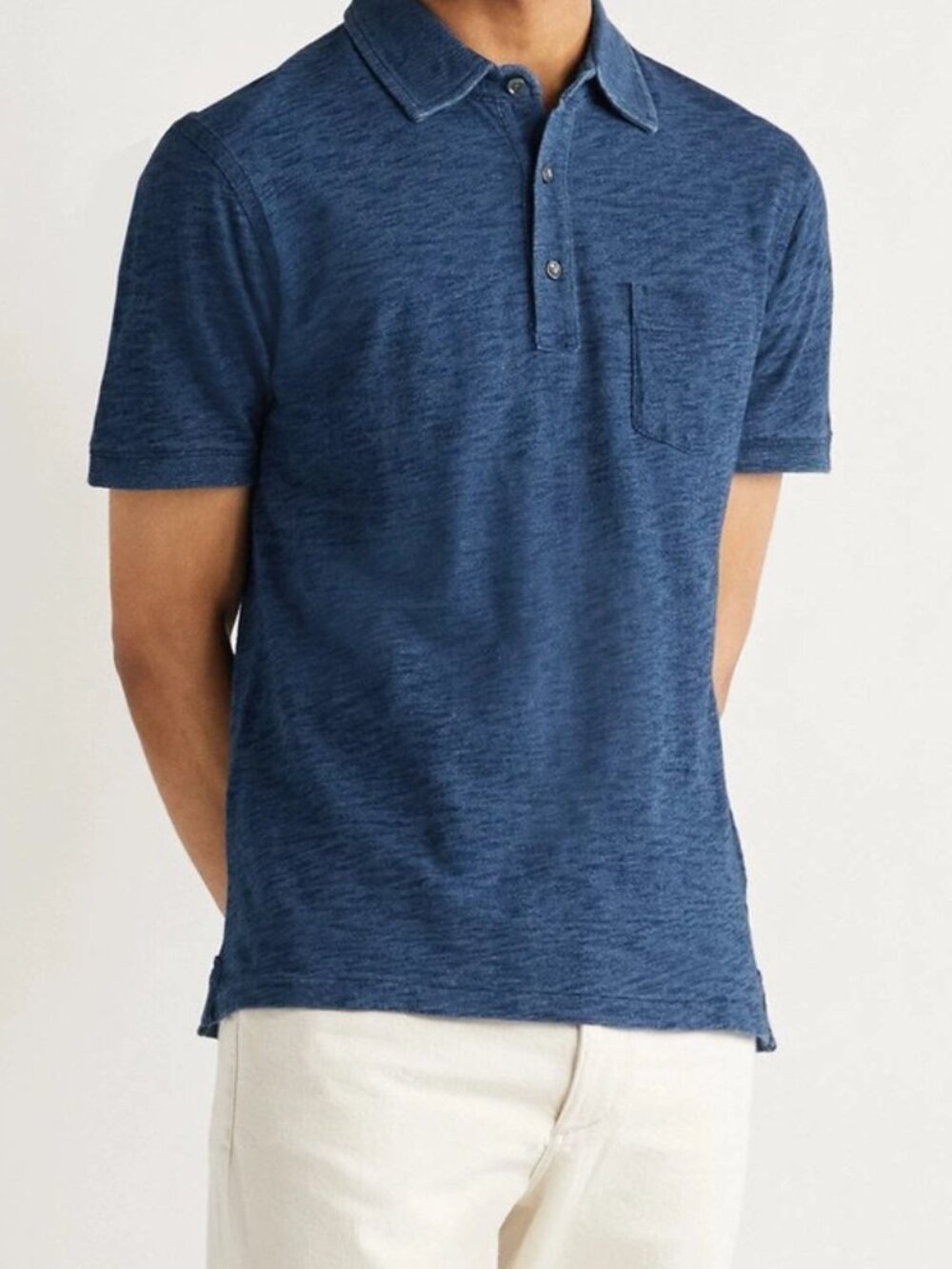 Alex Mill Standard Slub Cotton-Jersey Polo Shirt in Blue Size Large